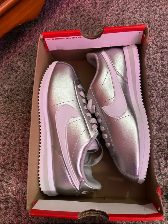 Nike Shoes - NEW Nike Cortez Women’s Size 7 Metallic Silver White Grey Fog Sneakers